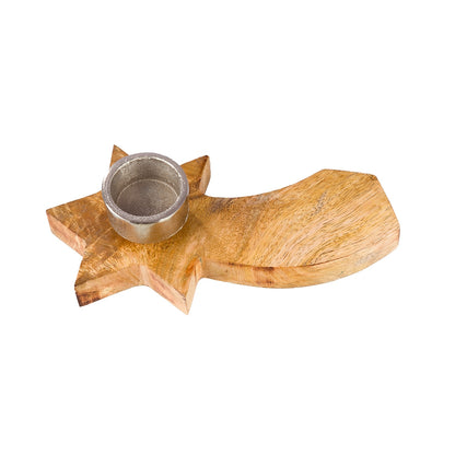 Κηροπήγιο Σετ Στρογγυλό 'Sternschnuppen' Ξύλο Εκρού 6x37εκ