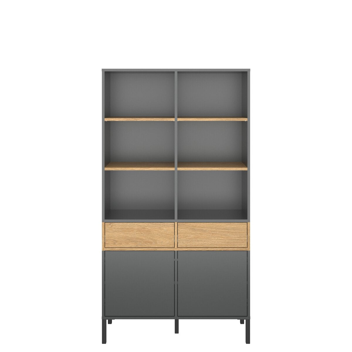 Ραφιέρα Beril Ανθρακί-Χρυσό Δρυς 90x42x170