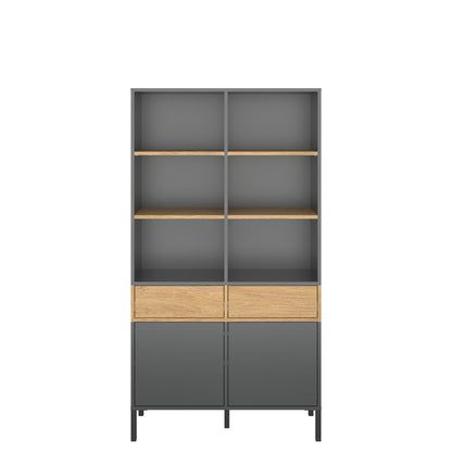 Ραφιέρα Beril Ανθρακί-Χρυσό Δρυς 90x42x170