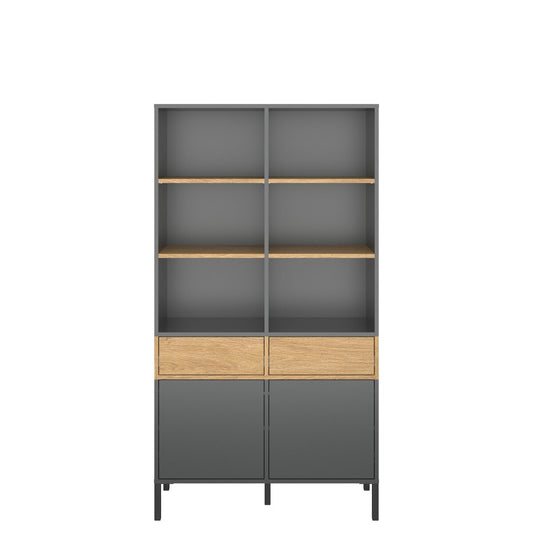 Ραφιέρα Beril Ανθρακί-Χρυσό Δρυς 90x42x170