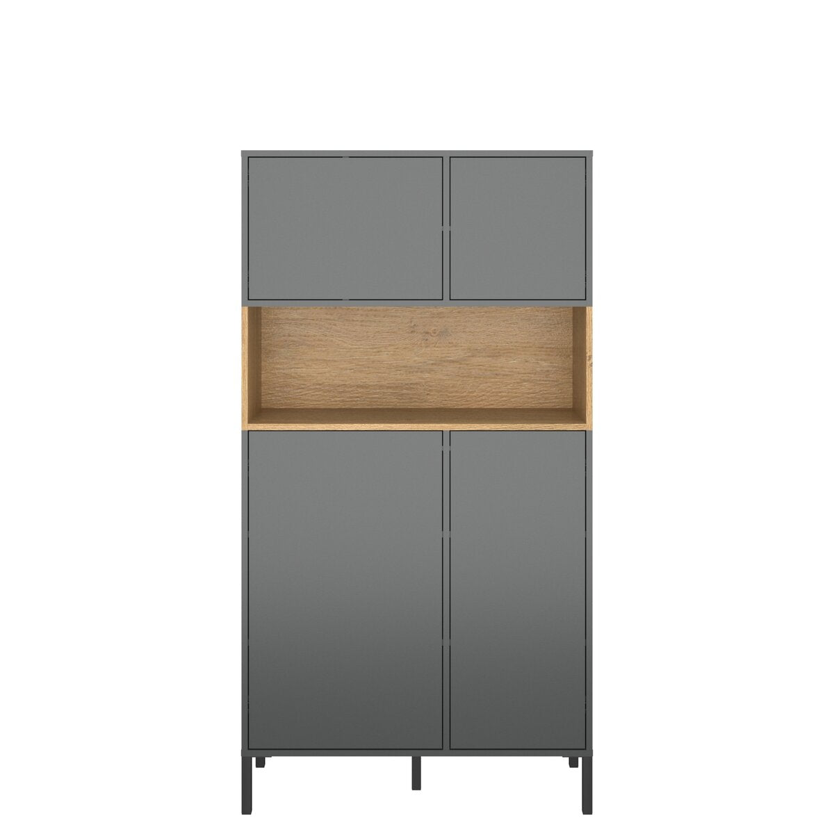 Ραφιέρα Beril Ανθρακί-Χρυσό Δρυς 90x42x170