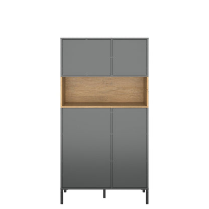 Ραφιέρα Beril Ανθρακί-Χρυσό Δρυς 90x42x170