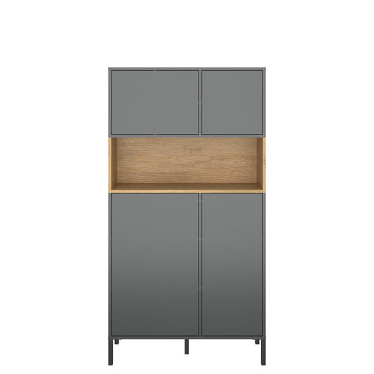 Ραφιέρα Beril Ανθρακί-Χρυσό Δρυς 90x42x170