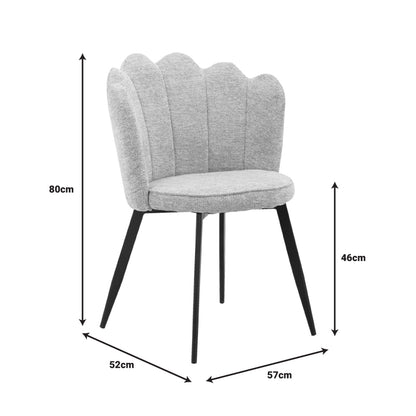 Καρέκλα Rosalia Γκρι Ύφασμα-Πόδι Μαύρο Μέταλλο 57x52x80