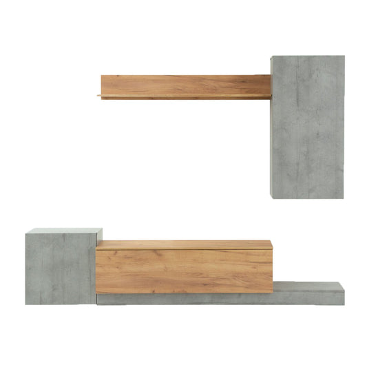 Σύνθεση Τηλεόρασης Lucky 246.3x37x193 Γκρι-Χρυσό Δρυς