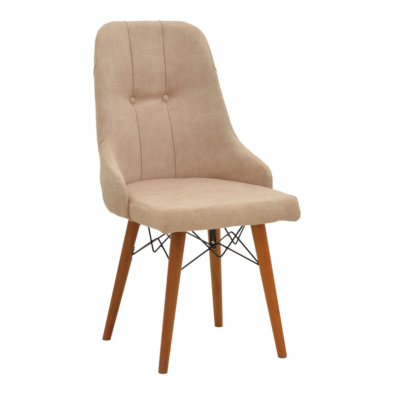 Καρέκλα Elif Μπεζ Ύφασμα-Καρυδί Πόδι 46X50X97