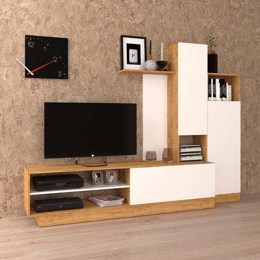 Σύνθεση Τηλεόρασης Melisa Χρυσός Δρυς με Λευκό 240x45x180