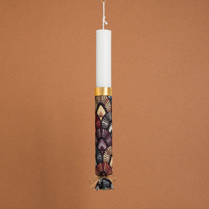 Λαμπάδα Στολισμένη Στόφα Πολύχρωμες Βεντάλιες σε Συσκευασία Δώρου