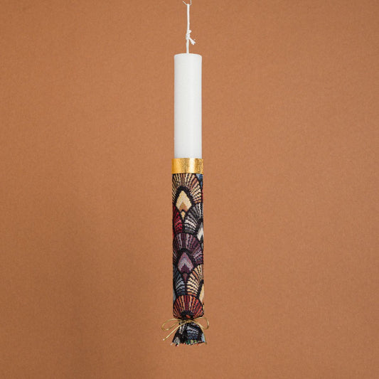 Λαμπάδα Στολισμένη Στόφα Πολύχρωμες Βεντάλιες σε Συσκευασία Δώρου