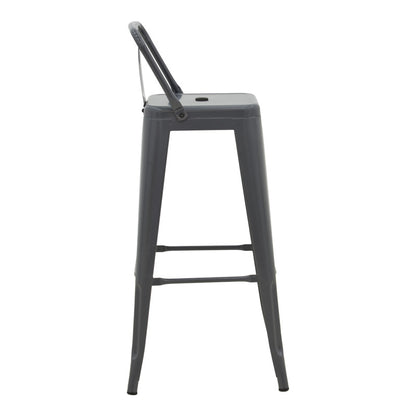 Σκαμπό Μπαρ με Πλάτη Utopia Μέταλλο σε Ανθρακί Απόχρωση 42x42x97