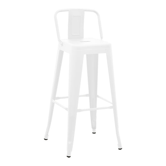 Σκαμπό Μπαρ με Πλάτη Utopia Μέταλλο σε Λευκή Ματ Απόχρωση 42x42x97