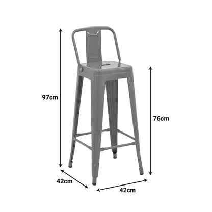 Σκαμπό Μπαρ με Πλάτη Utopia Μέταλλο σε Λαδί Απόχρωση 42x42x97