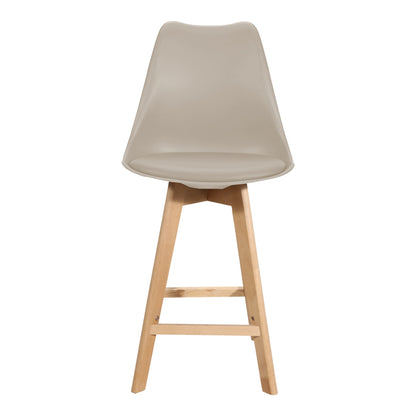 Σκαμπό Μπαρ Gaston PP-PU σε Cappuccino Απόχρωση και Ξύλινο Πόδι 48.5x56x104