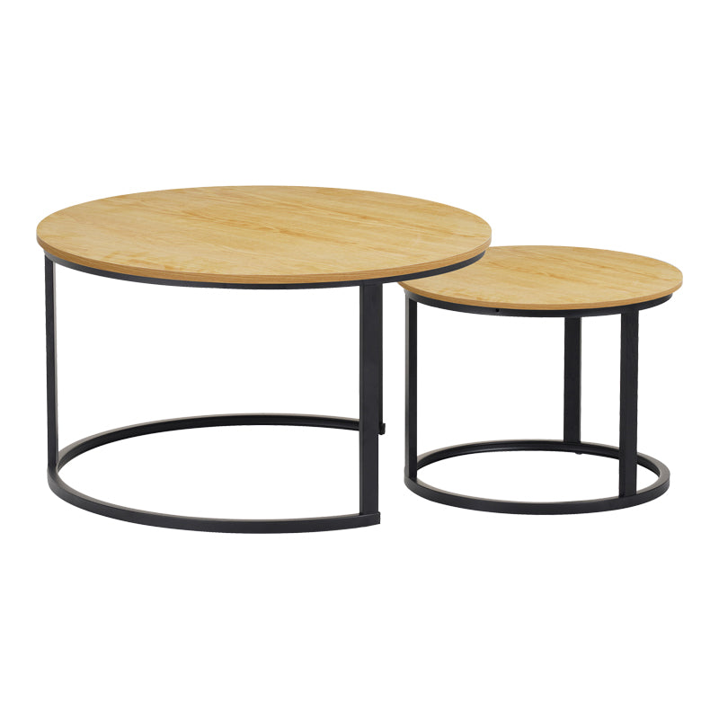 Solme I Living Room Table 2 pcs in Natural Color - Black Metal Legs