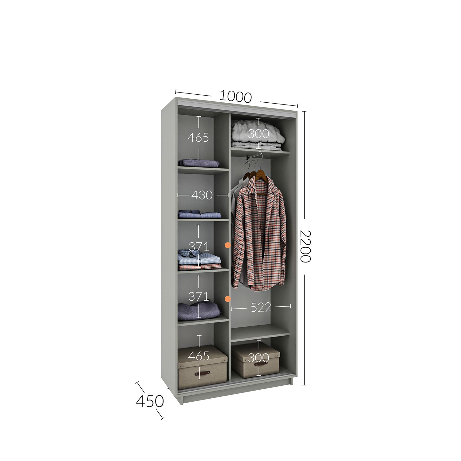 Ντουλάπα Συρόμενη Diamont Σονόμα 100x45x220