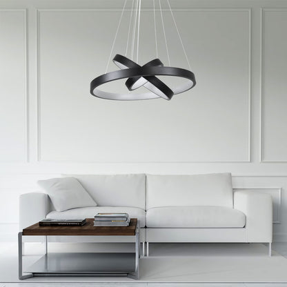 NEMESIS TRIO 61167-DECO Μοντέρνο Κρεμαστό Φωτιστικό Οροφής LED 100W 12123lm 360° AC 220-240V IP20 Ρυθμιζόμενο Λευκό CCT με Χειριστήριο από 2700K έως 6000K Dimmable - Lumileds SMD Chip - Μαύρο Ματ - Μ60 x Π60 x Υ60