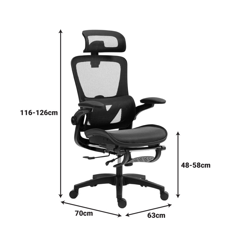 Καρέκλα Γραφείου Εργασίας Zenyk Mesh Μαύρη 63x70x126