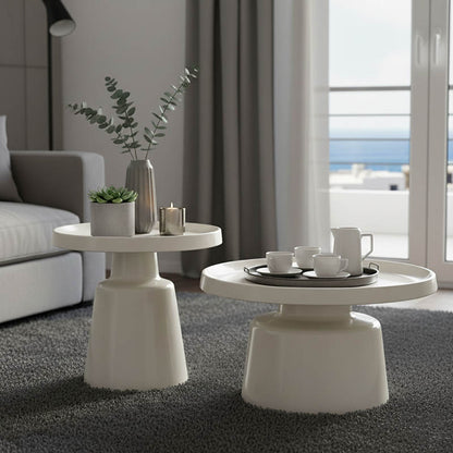Ginoze Coffee Tables Set of 2 Metal White