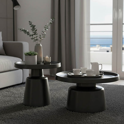 Ginoze Living Room Tables Set of 2 Metal Black