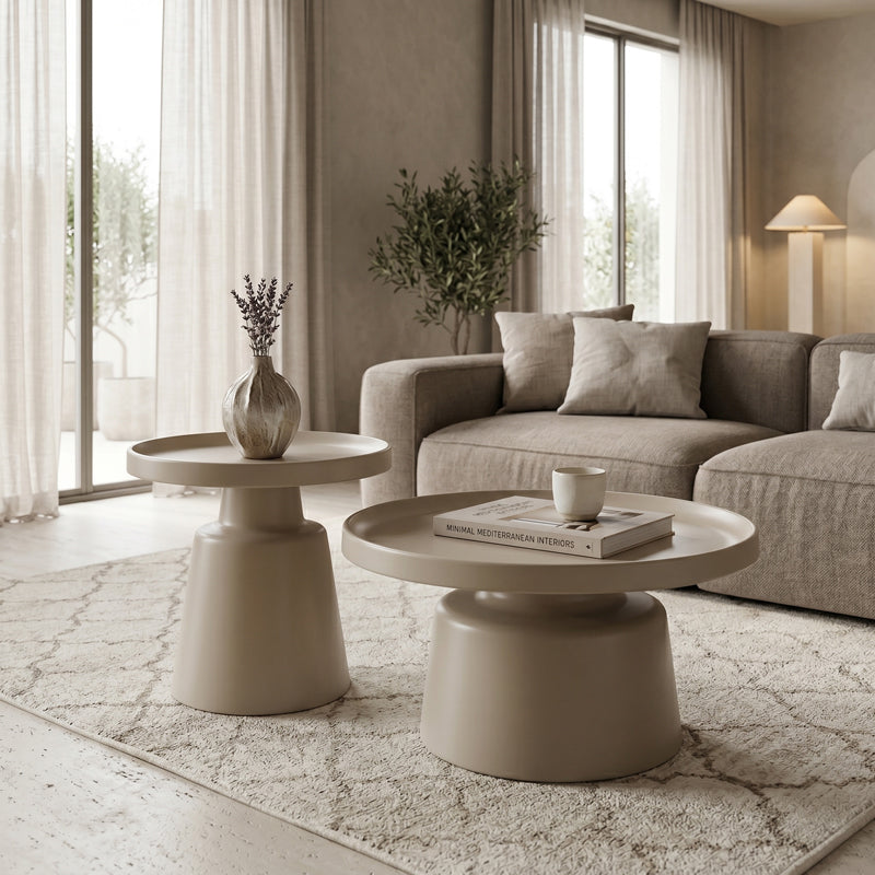Ginoze Living Room Tables Set of 2 Metal Cappuccino