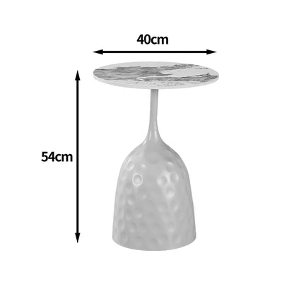 Side Table Amphora Metal Cappuccino - Travertine with Marble Look D40x60