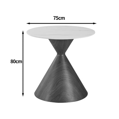 Horas Metal Coffee Table - Travertine with Marble Effect Φ80x75