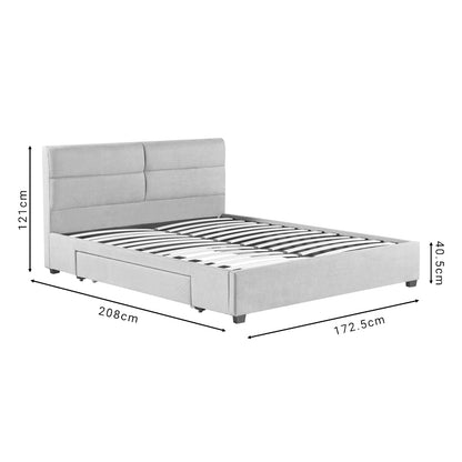 Κρεβάτι Διπλό Anay Με Συρτάρι Ύφασμα Μπεζ 160X200