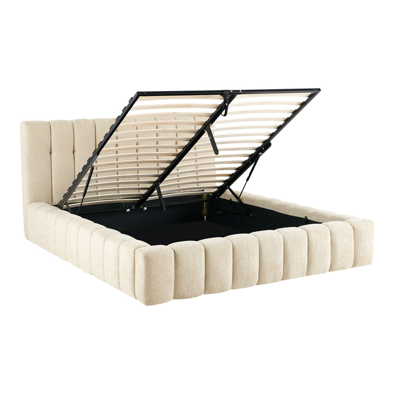 Vilou Double Bed with Storage Ecru Fabric 160x200cm