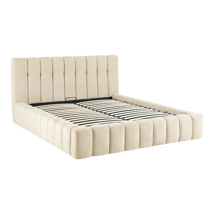 Vilou Double Bed with Storage Ecru Fabric 160x200cm