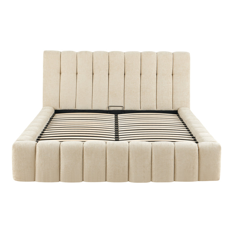 Vilou Double Bed with Storage Ecru Fabric 160x200cm