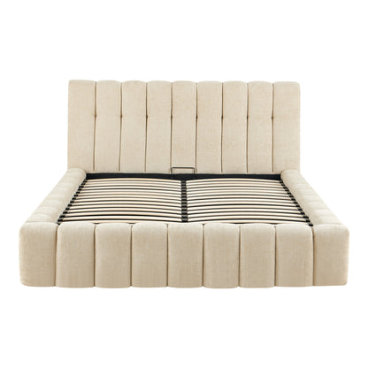 Vilou Double Bed with Storage Ecru Fabric 160x200cm