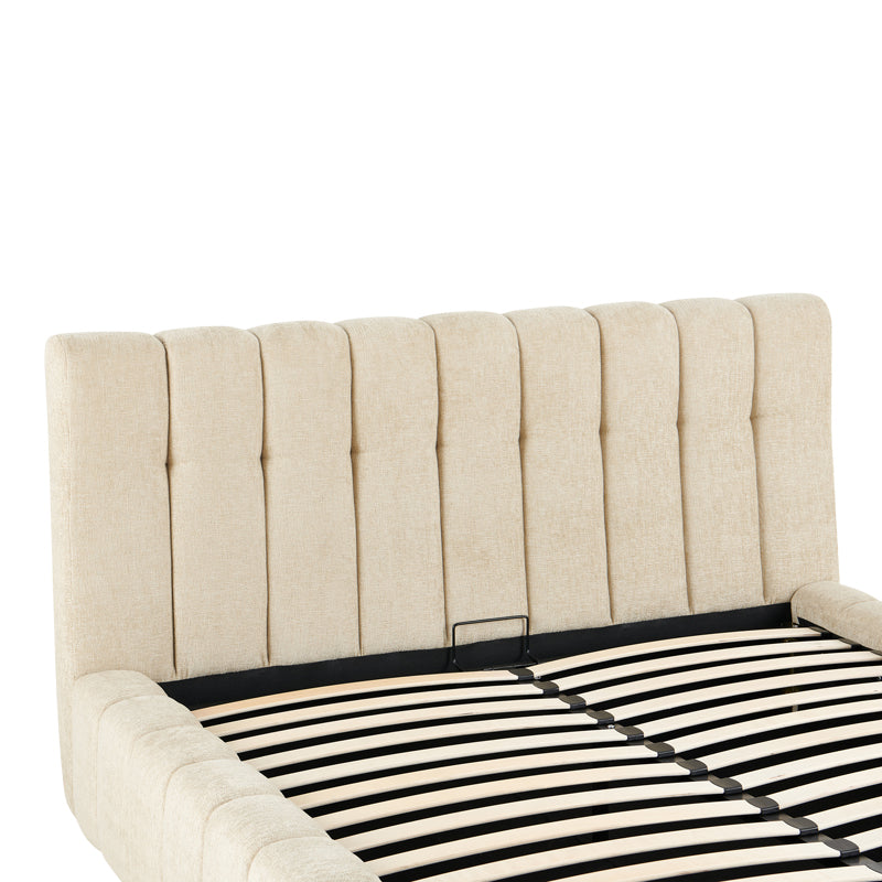 Vilou Double Bed with Storage Ecru Fabric 160x200cm