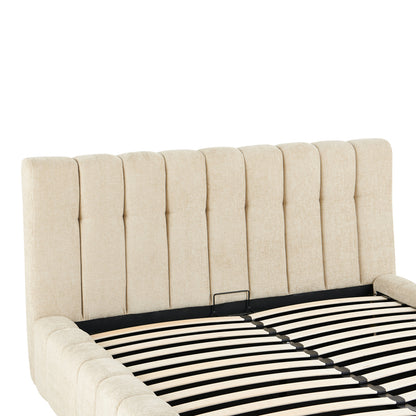 Vilou Double Bed with Storage Ecru Fabric 160x200cm