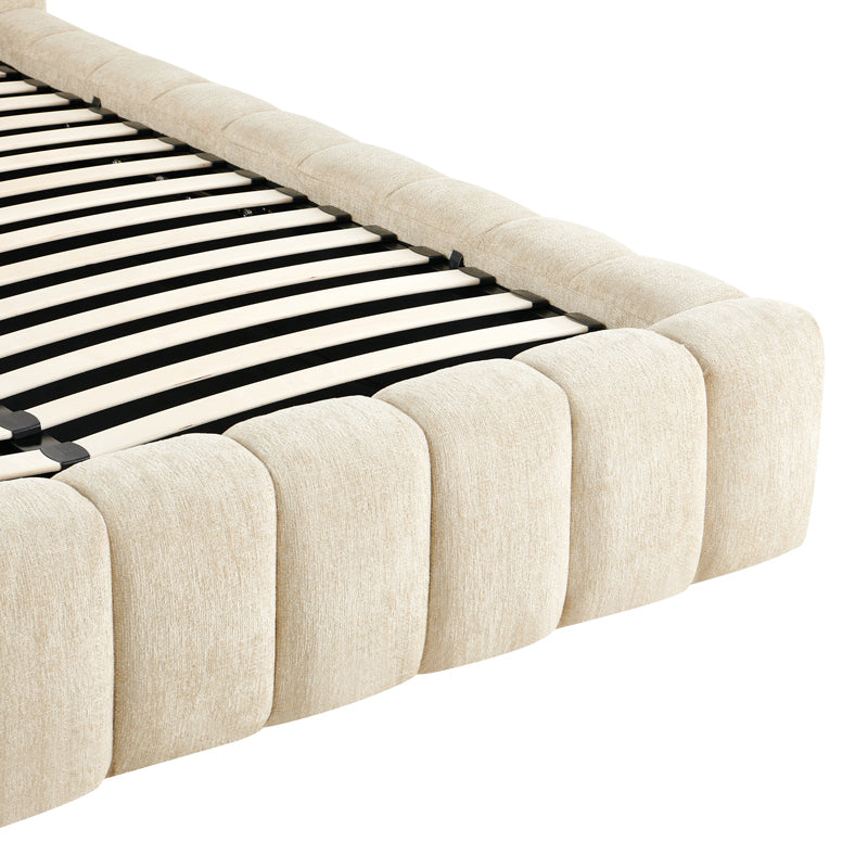 Vilou Double Bed with Storage Ecru Fabric 160x200cm