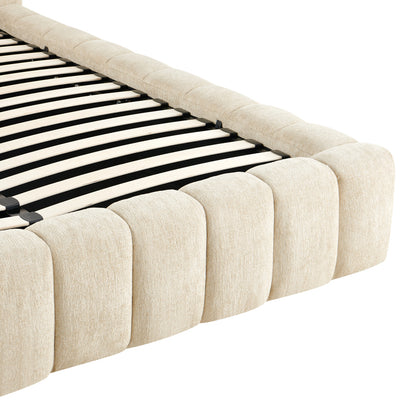 Vilou Double Bed with Storage Ecru Fabric 160x200cm