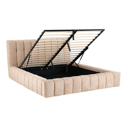 Vilou Double Bed with Storage Beige Fabric 160x200cm