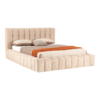 Vilou Double Bed with Storage Beige Fabric 160x200cm