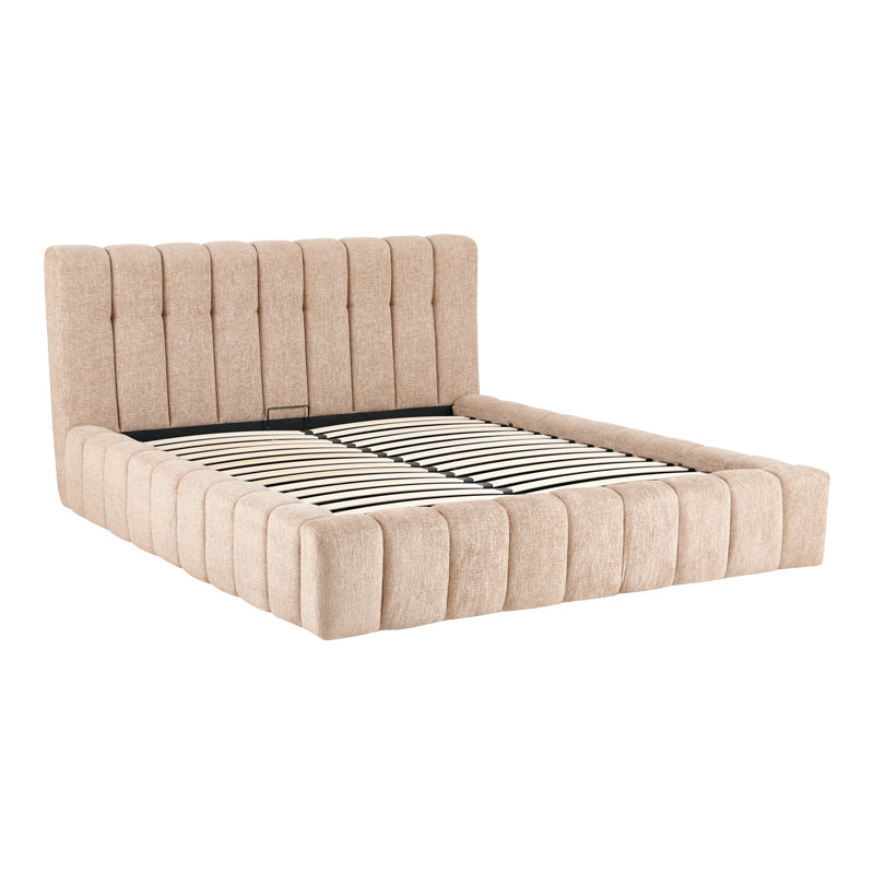 Vilou Double Bed with Storage Beige Fabric 160x200cm