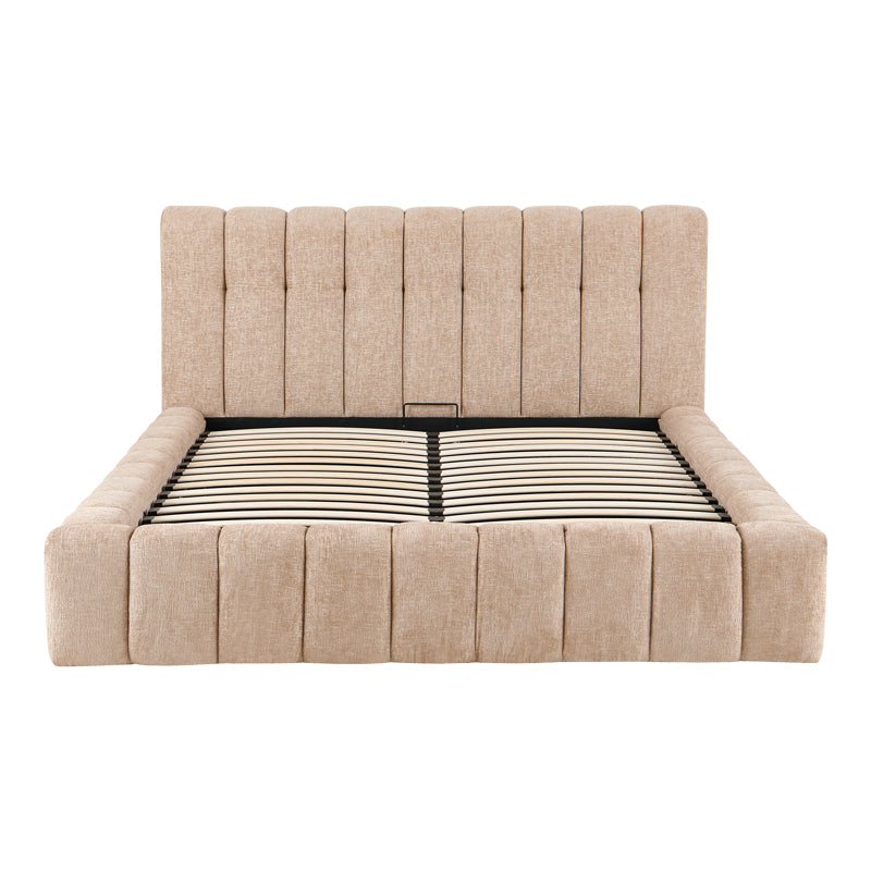 Vilou Double Bed with Storage Beige Fabric 160x200cm