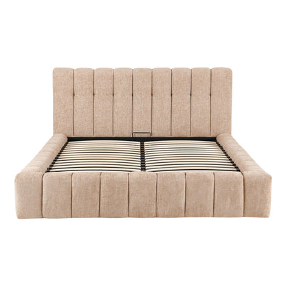 Vilou Double Bed with Storage Beige Fabric 160x200cm