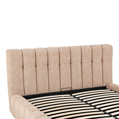 Vilou Double Bed with Storage Beige Fabric 160x200cm