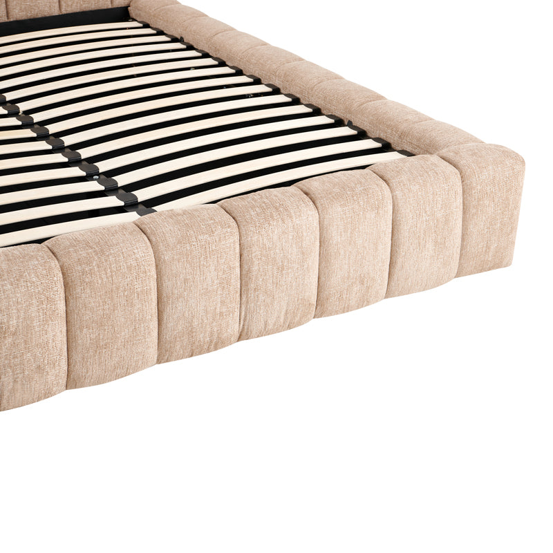 Vilou Double Bed with Storage Beige Fabric 160x200cm