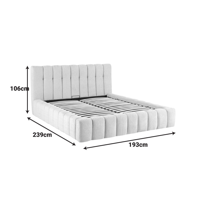 Vilou Double Bed with Storage Beige Fabric 160x200cm