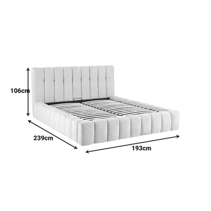 Vilou Double Bed with Storage Beige Fabric 160x200cm