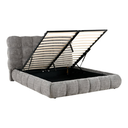 Abena Double Bed with Storage Grey Bouclé Fabric 160x200cm