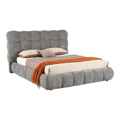 Abena Double Bed with Storage Grey Bouclé Fabric 160x200cm