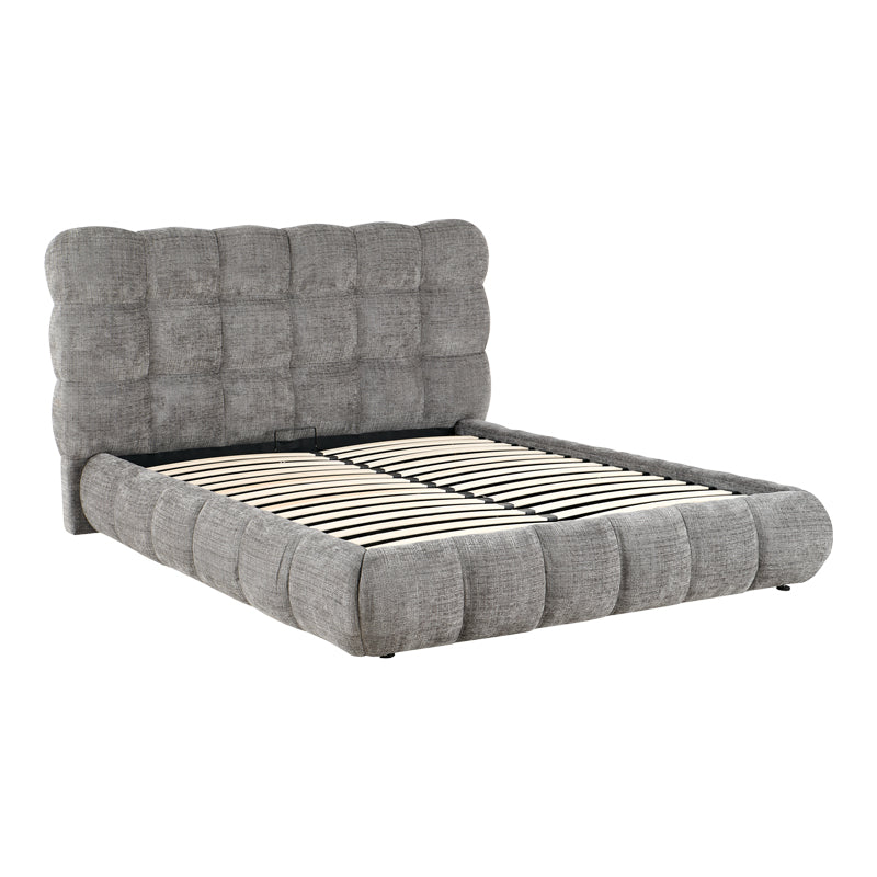 Abena Double Bed with Storage Grey Bouclé Fabric 160x200cm