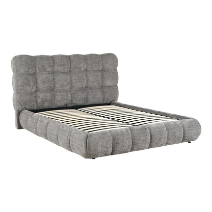 Abena Double Bed with Storage Grey Bouclé Fabric 160x200cm