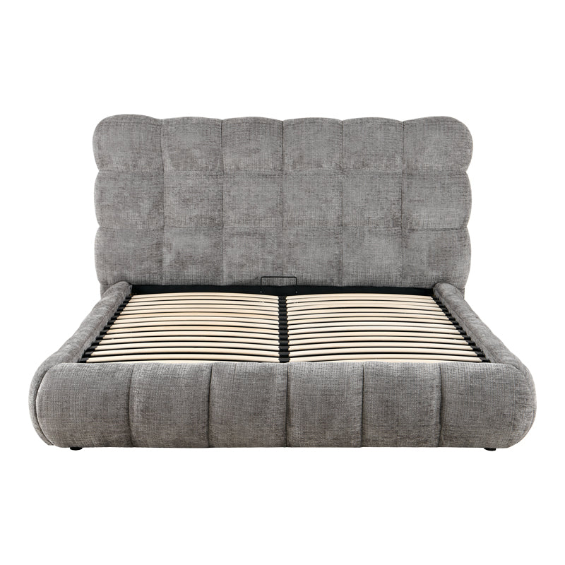 Abena Double Bed with Storage Grey Bouclé Fabric 160x200cm