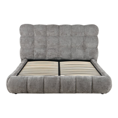 Abena Double Bed with Storage Grey Bouclé Fabric 160x200cm